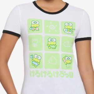 NWT - Keroppi Grid Girls Ringer T-Shirt - SZ 2X